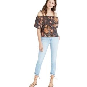 Madewell Silk Cold-Shoulder Top‎ in Sea Floral Woman’s
